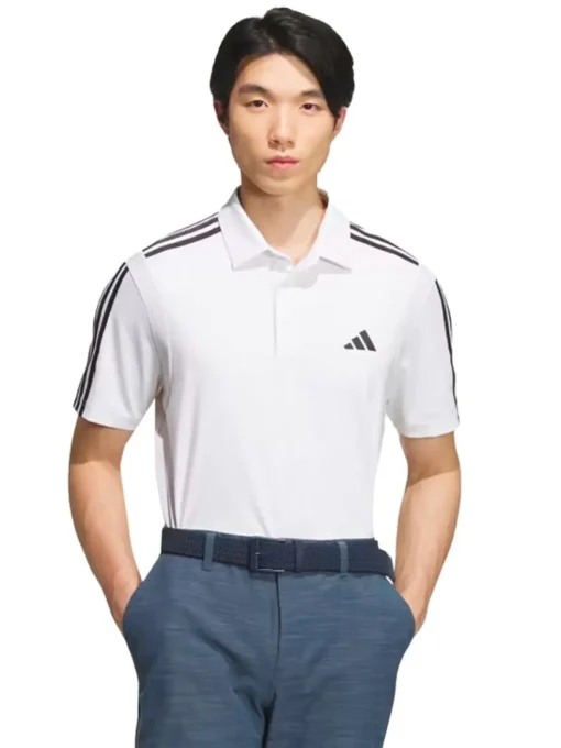 Adidas Heat.Rdy 3-Stripe Short Sleeve Polo Shirt - White
