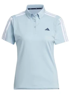Adidas Women'S Heat.Rdy 3-Stripes Short Sleeve Polo Shirt - Wonder Blue