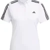 Adidas Women'S Heat.Rdy 3-Stripes Short Sleeve Polo Shirt - White