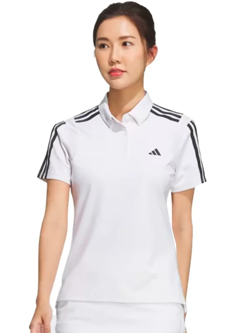 Adidas Women'S Heat.Rdy 3-Stripes Short Sleeve Polo Shirt - White