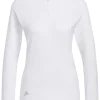 Adidas Women'S Quarter-Zip Long Sleeve Golf Polo Shirt - White