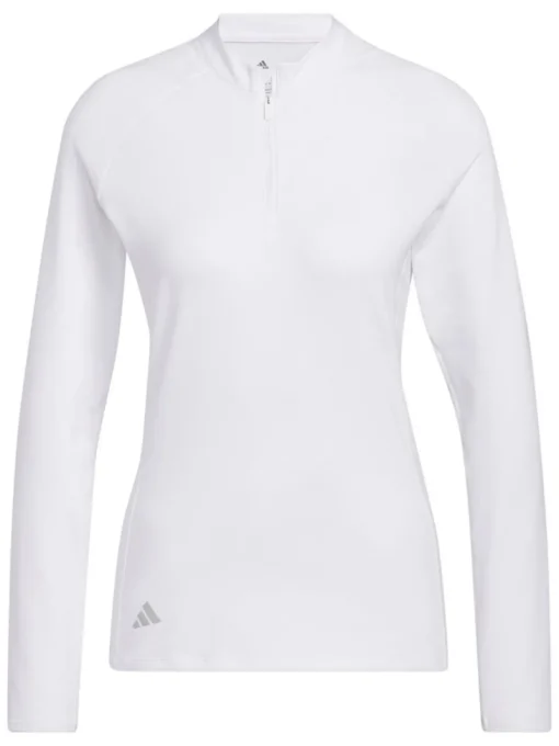 Adidas Women'S Quarter-Zip Long Sleeve Golf Polo Shirt - White