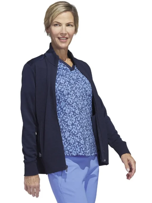 Adidas Women'S Textured Full-Zip Jacket - Collegiate Navy