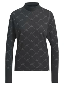 Adidas Women'S Ultimate365 Tour Monogram Mock Neck Long-Sleeve Top - Black