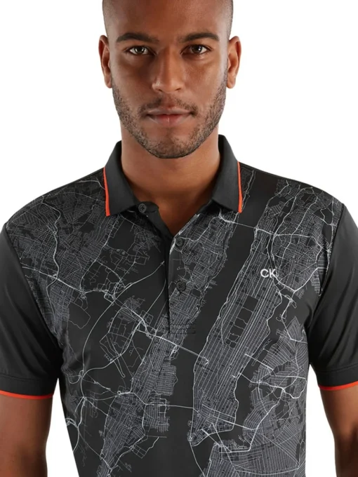 Calvin Klein Nyc Print Polo - Black