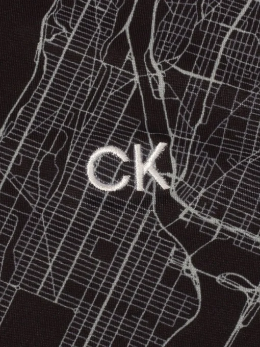 Calvin Klein Nyc Print Polo - Black