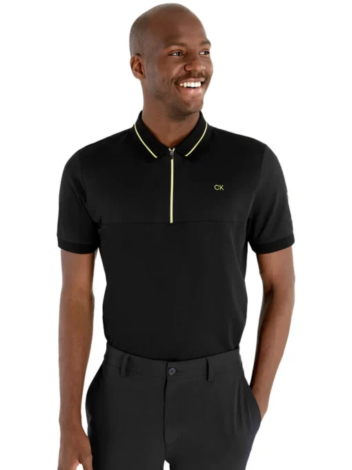 Calvin Klein Whitman Zipped Polo - Black