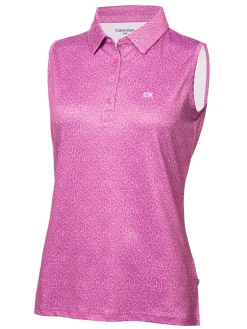 Calvin Klein Women'S Crackle Sleeveless Polo - Orchid/White