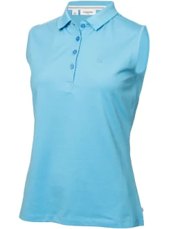 Calvin Klein Women'S Sleeveless Performance Cotton Pique Polo - Heritage Blue