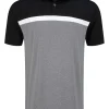 Footjoy Lisle Colour Block Golf Shirt (Athletic Fit) - Black/White/Charcoal