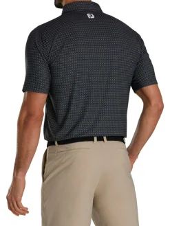 Footjoy Lisle Geo Print Golf Shirt - Black/Grey/White