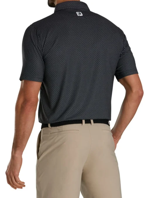 Footjoy Lisle Geo Print Golf Shirt - Black/Grey/White