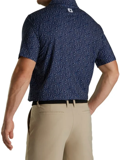 Footjoy Lisle Glass Print Golf Shirt - Navy
