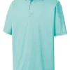 Footjoy Stretch Pique Solid Gingham Trim Golf Shirt (Athletic Fit) - Aqua Surf