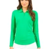 Ibkul Adjustable Long Sleeve Zip Polo - Green