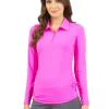 Ibkul Adjustable Long Sleeve Zip Polo - Hot Pink
