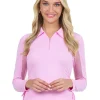 Ibkul Adjustable Long Sleeve Zip Polo - Candy Pink