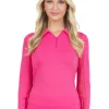 Ibkul Adjustable Long Sleeve Zip Polo - Watermelon