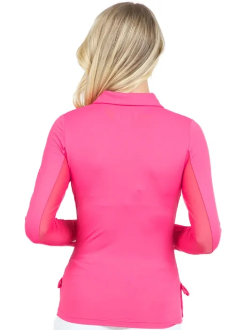 Ibkul Adjustable Long Sleeve Zip Polo - Watermelon
