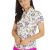 Ibkul Estela Print Short Sleeve Mock Neck - White/Multi