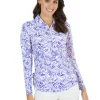 Ibkul Kinsley Print Long Sleeve Mock Neck Top - Plum/Lavender
