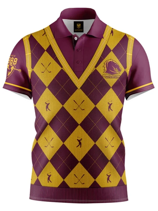 Official Nrl Fairway Golf Polo Shirt - Brisbane Broncos
