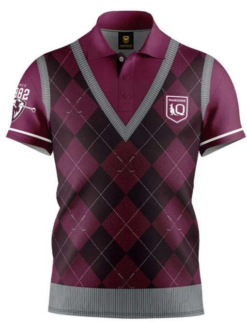 Official Nrl Fairway Golf Polo Shirt - Qld Maroons
