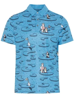 Original Penguin All Over Polar Pete Print Polo - Mediterranean Blue