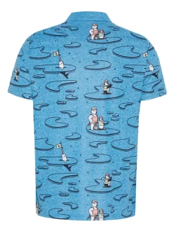 Original Penguin All Over Polar Pete Print Polo - Mediterranean Blue