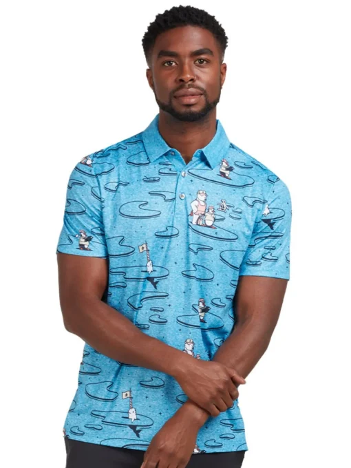 Original Penguin All Over Polar Pete Print Polo - Mediterranean Blue