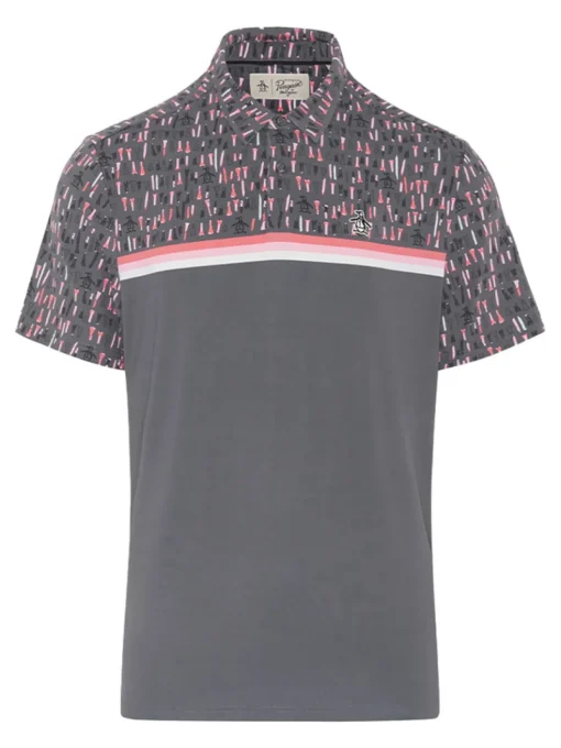 Original Penguin Engineered Broken Tees Novelty Block Print Polo - Quiet Shade