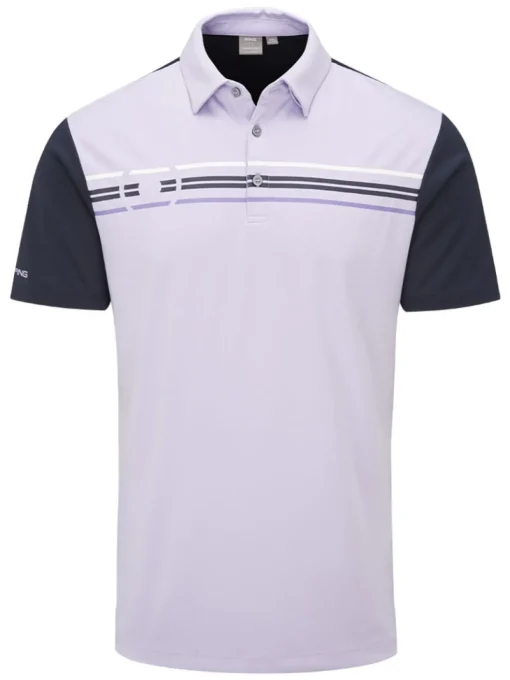 Ping Morten Tailored Fit Polo - Cool Lilac/Navy Multi