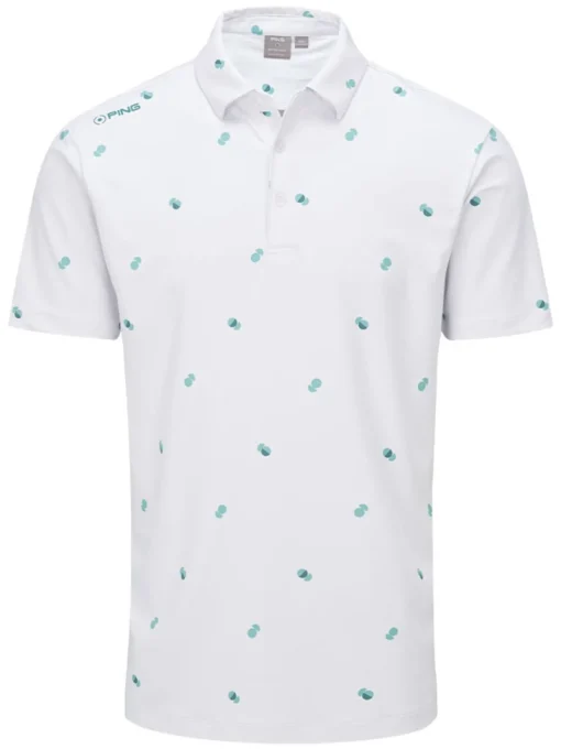 Ping Two Tone Tailored Fit Polo - White/Aquarius Multi