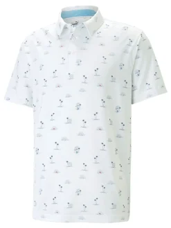 Puma Cloudspun Horizons Golf Polo - Bright White Heather