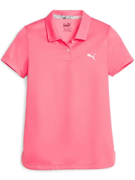 Puma Jr Girls Essential Golf Polo - Strawberry Burst