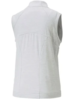 Puma Women'S Cloudspun Heather Full Zip Golf Vest - High Rise Heather