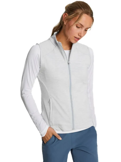 Puma Women'S Cloudspun Heather Full Zip Golf Vest - High Rise Heather