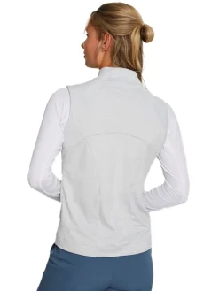 Puma Women'S Cloudspun Heather Full Zip Golf Vest - High Rise Heather