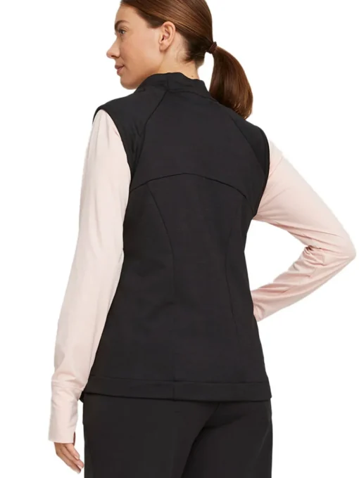 Puma Women'S Cloudspun Heather Full Zip Golf Vest - Puma Black Heather