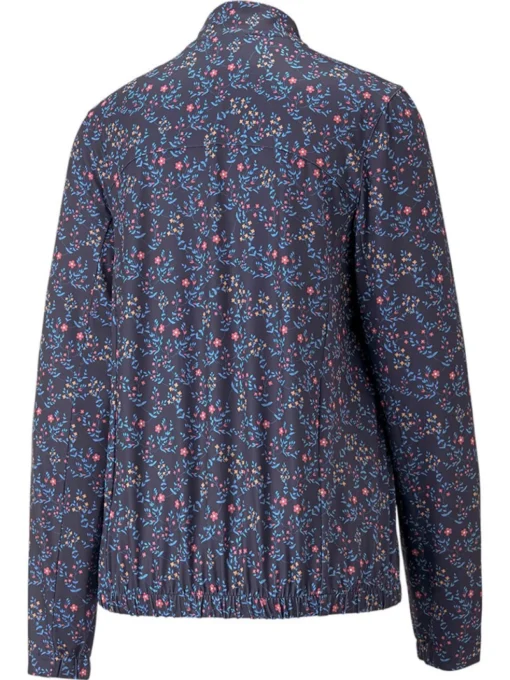 Puma Women'S Floral Cloudspun 1/4-Zip Golf Pullover - Navy Blazer/Loveable