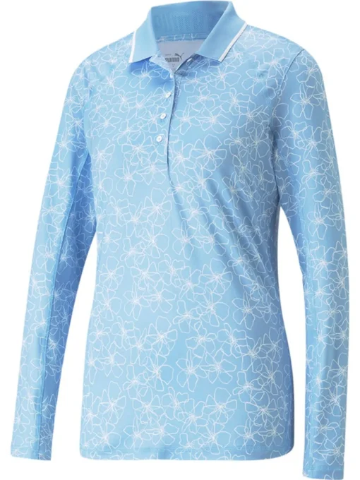 Puma Women'S Youv Island Golf Polo - Day Dream/Bright White