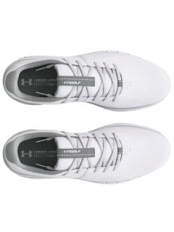 Under Armour Hovr Fade 2 Spikeless Wide (2E) Golf Shoes - White/Metallic Silver