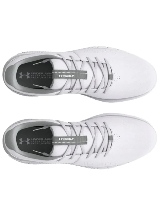 Under Armour Hovr Fade 2 Spikeless Wide (2E) Golf Shoes - White/Metallic Silver