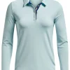 Under Armour Women'S Zinger Microstripe Ls Polo - Fuse Teal/White